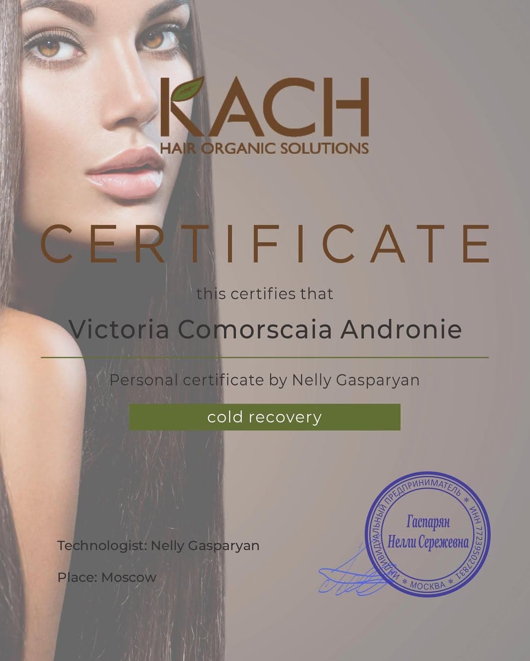 Certificato 4 — formazione professionale Victoria's Hair Spa